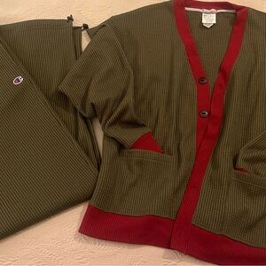 Champion Textured Olive and Burgundy Knit Set
